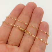 14k Solid Yellow Gold Diamond Cut Oval Cable Chain